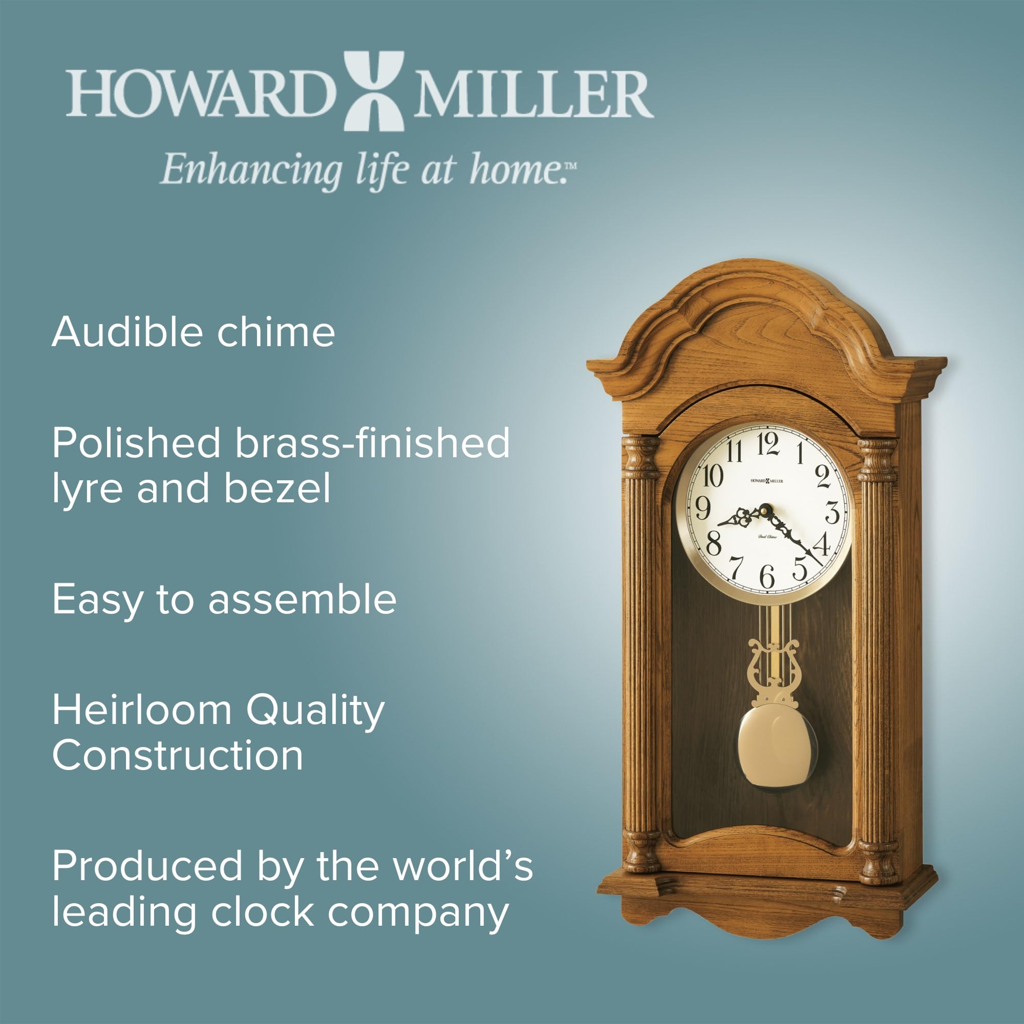Amazon.com: Howard Miller Amanda Wall Clock – Dual-Chime Quartz